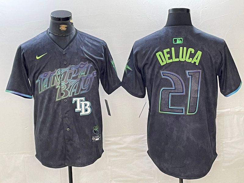 Men Tampa Bay Rays #21 Deluca Black City Edition Nike 2024 MLB Jersey style 7